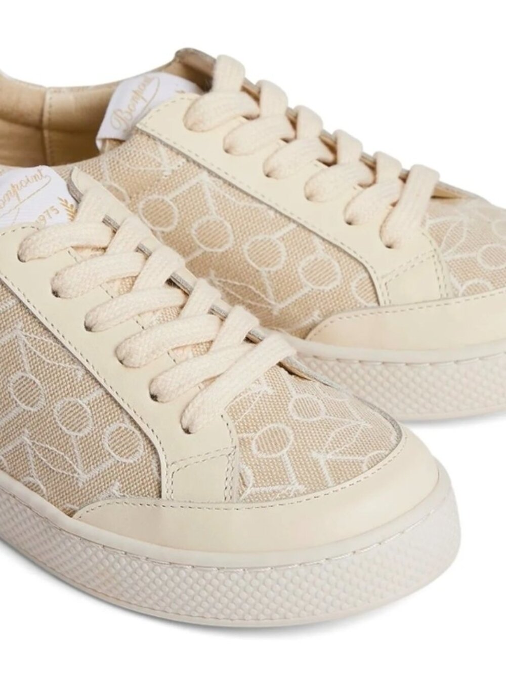 GIRLS Bonpoint Cameron Leather-Trimmed Canvas Sneakers